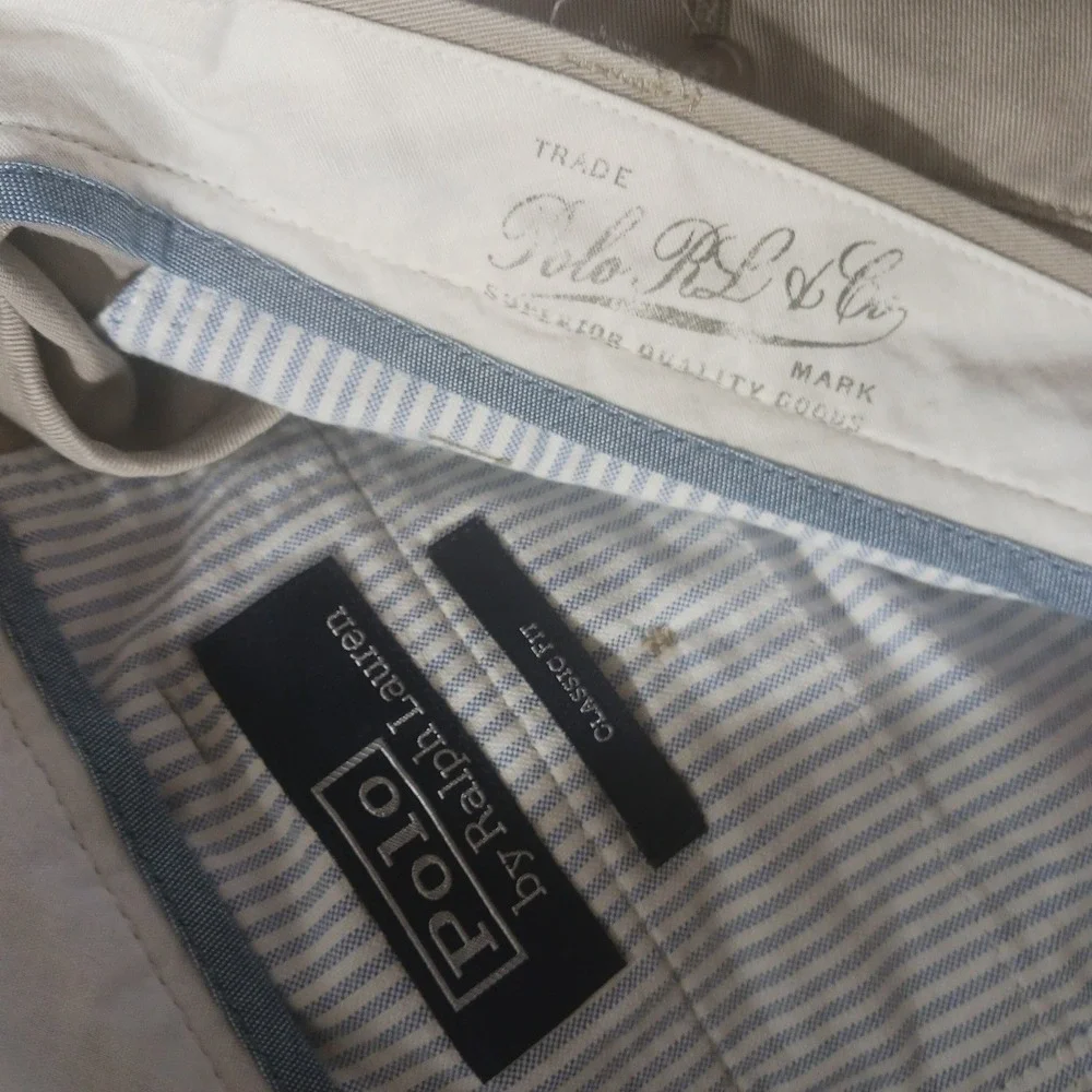 Polo Ralph Lauren Classic Fit Mens 34x32 Khaki Tan Cotton Twill Chino‎ Pants